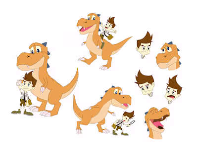 T-Rex and Archeologist Kid