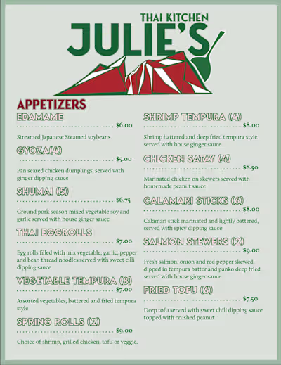 Julie's Thai Kitchen - Menu & Logo