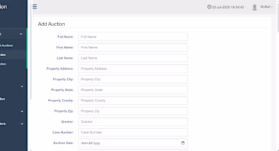 Managed data entry for foreclosure