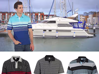 Short Sleeve Striped Polo Shirts for Men