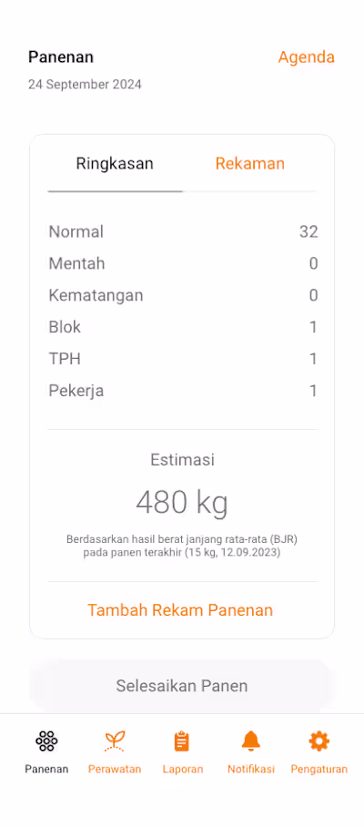  Palm Oil Harvest Recording Application 