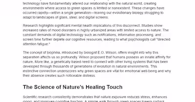 Rewilding the Mind: Combating Nature Deficit