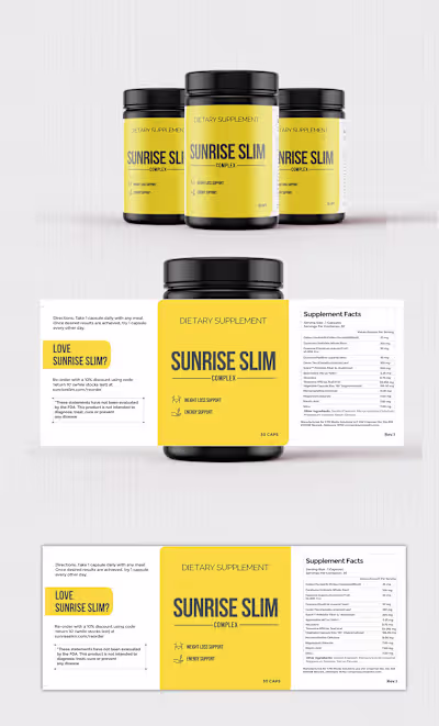 SUNRISE SLIM DIETARY SUPPLEMENT LABEL DESIGN on Behance