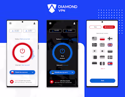 Diamond VPN app UI & UX design