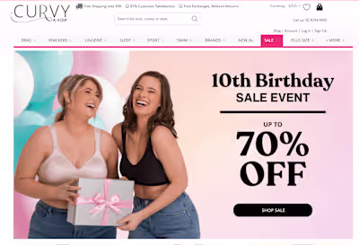 Developed and optimized a Shopify store for Curvy Australia