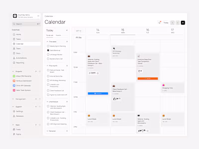 Taskory task & everything management calendar dashboard