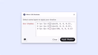 Simple interface for my simple Figma plugin Mimic CSS Shadow...