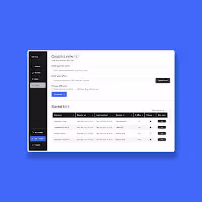 Koreto UI Design - Keyword Research Tool