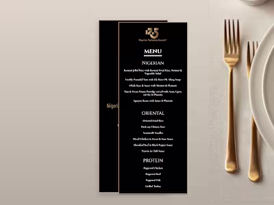 Menu card for Nigerian Marketing Awards