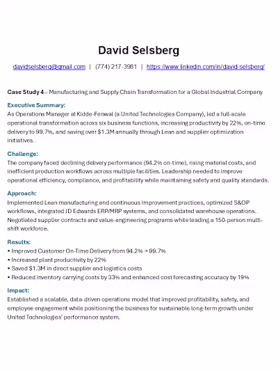 Case Study 4-Operational Excellence Transformation