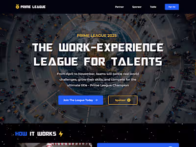 Prime League Website Design