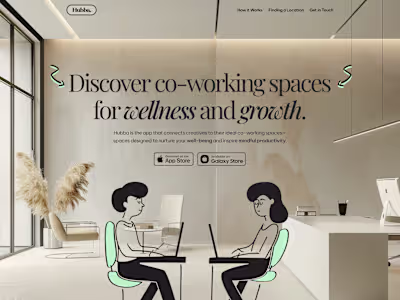 Hubba - Landing Page for their amazing co-working App