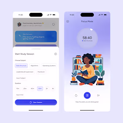 I just designed a complete Study App session flow from Focus...