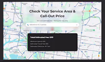 Service Cost Estimator with Google Maps API Integration