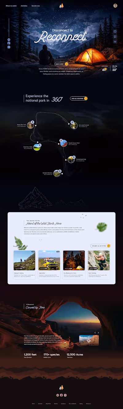 Landing page design for Aetheria