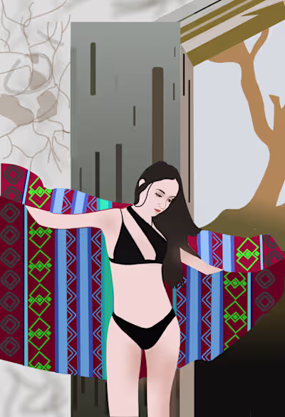 Vector Art project - Lady on a beach