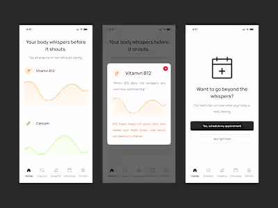 WhisperHealth Interactive Wellness Mobile App UI Design