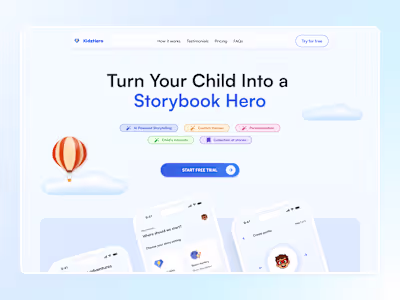 KidsHero - AI Story App Design - Landing Page