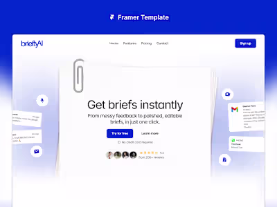 Briefly AI, a @Framer landing page template for creative Saa...