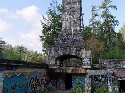 This abandoned resort hidden in BC’s woods is an eerie art-cove…