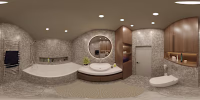 Luxurious Marble-Clad Bathroom with Integrated Tub