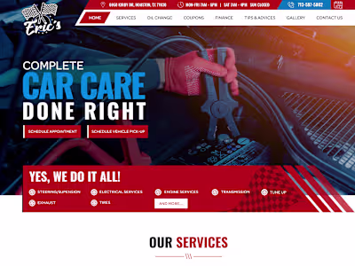 Erics Car Care - Dynamic Website