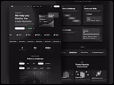 Futuristic landing page for a prop firm