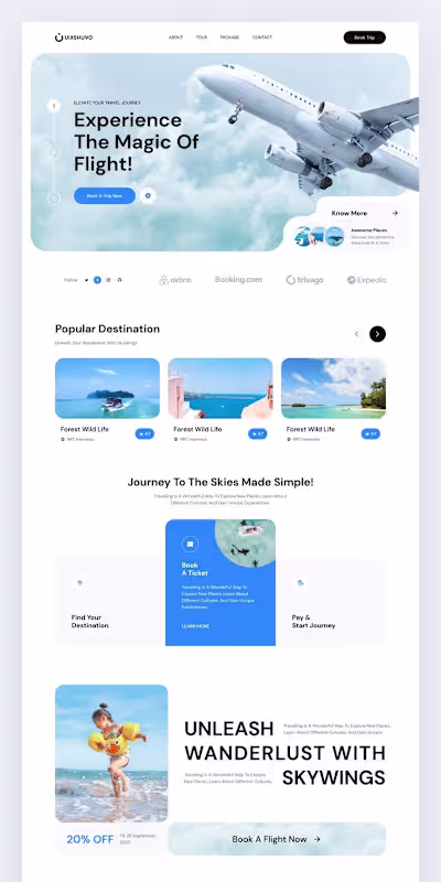 Landing Page for Travel agency