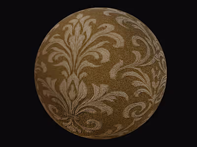 PBR | Seamless Gold Damask Luxury Fabric Texture Set (5 Maps...