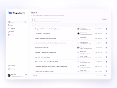 Email to Docx Web App Design