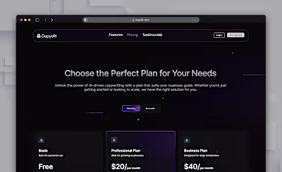 Copywriting AI : landing page design