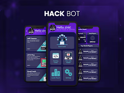 Cyber Hacker Bot Hacking Game in flutter