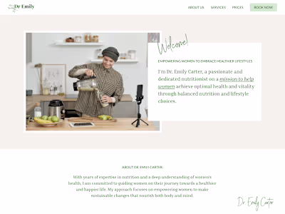 Web design for Dr.Emily Carter, a nutritionist