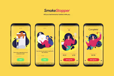 Smoke Stopper App UI Design and Transitions