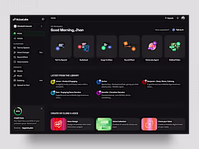 AI Voice Generator Web App - Dashboard UI