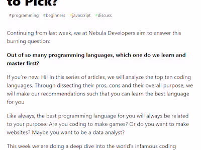 Best Programming Language to start out Part 2
