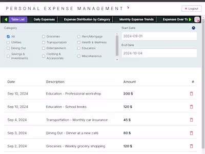 Money Management App - NextJs, React