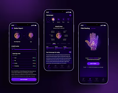 Astro Genius Horoscope and Palmistry App Design