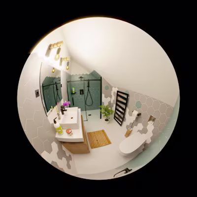 Contemporary Hexagon Tile Bathroom