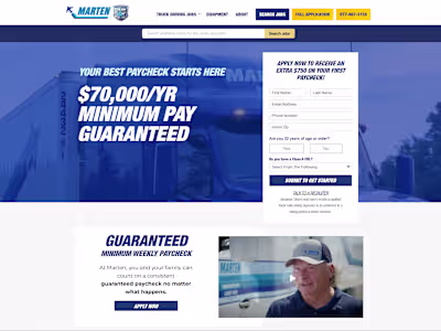 Marten Transport - Website and Job search