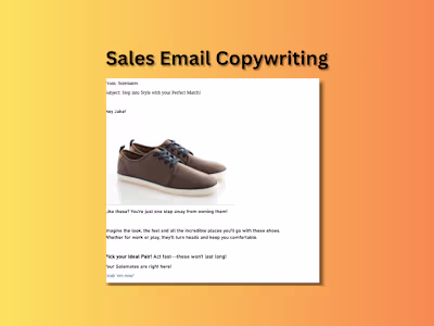 Copywriting sales email for a shoe brand. 