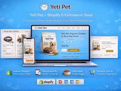 Yeti Pet Shopify Store Development