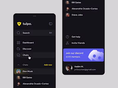 Dashboard sidebar