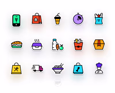 Food delivery icons