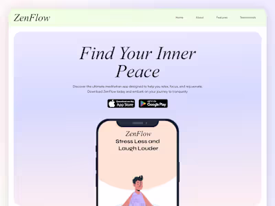 Zenflow - Meditation App Landing Page Wix Studio Template