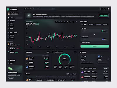 StableVault Crypto Management Dashboard Design