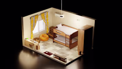 3D Isometric Bedroom