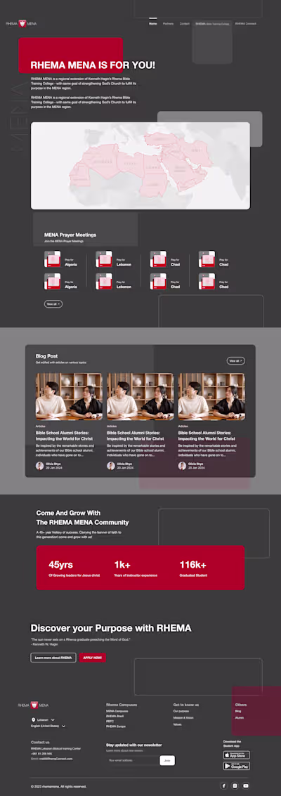 RHEMAMENA - Bible College Landing page