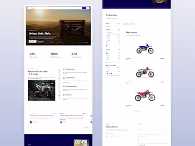 Motocross E-commerce Landing Page Design