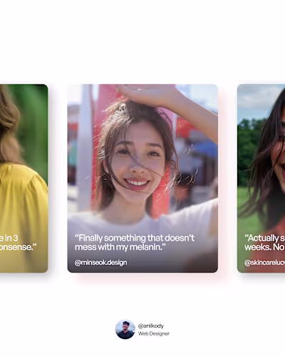 Exploring testimonial cards for a skincare brand ✨ I wanted ...